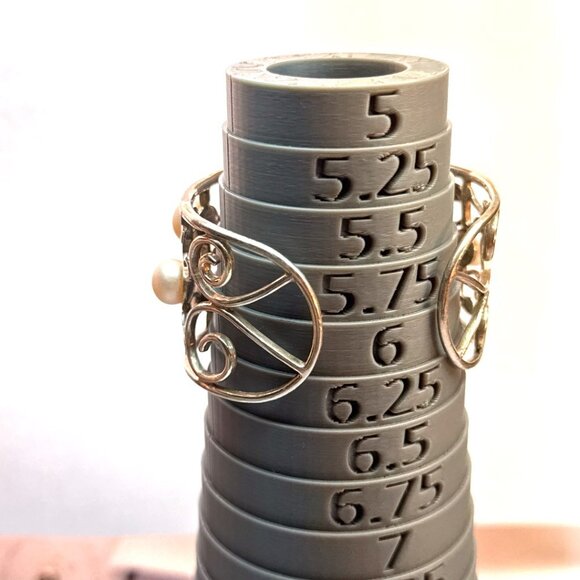 **Vintage 925 Sterling Silver Cuff Bracelet w/ Pearls & Leaf Filigree, Size 6” - Picture 5 of 9